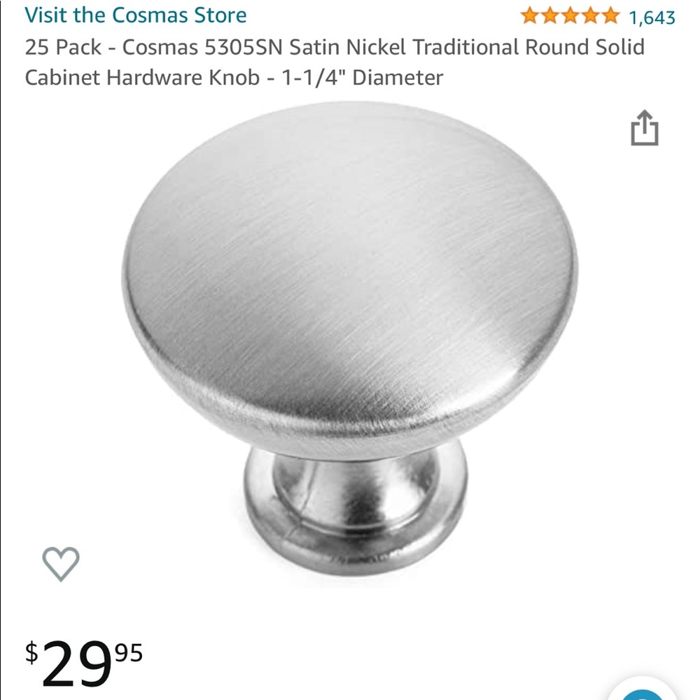 Satin Nickel Round Cabinet Knobs